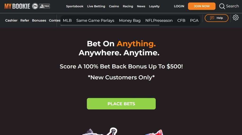 MyBookie betting site with prop bets, creative markets, and ongoing bonuses for sports fans in Illinois.